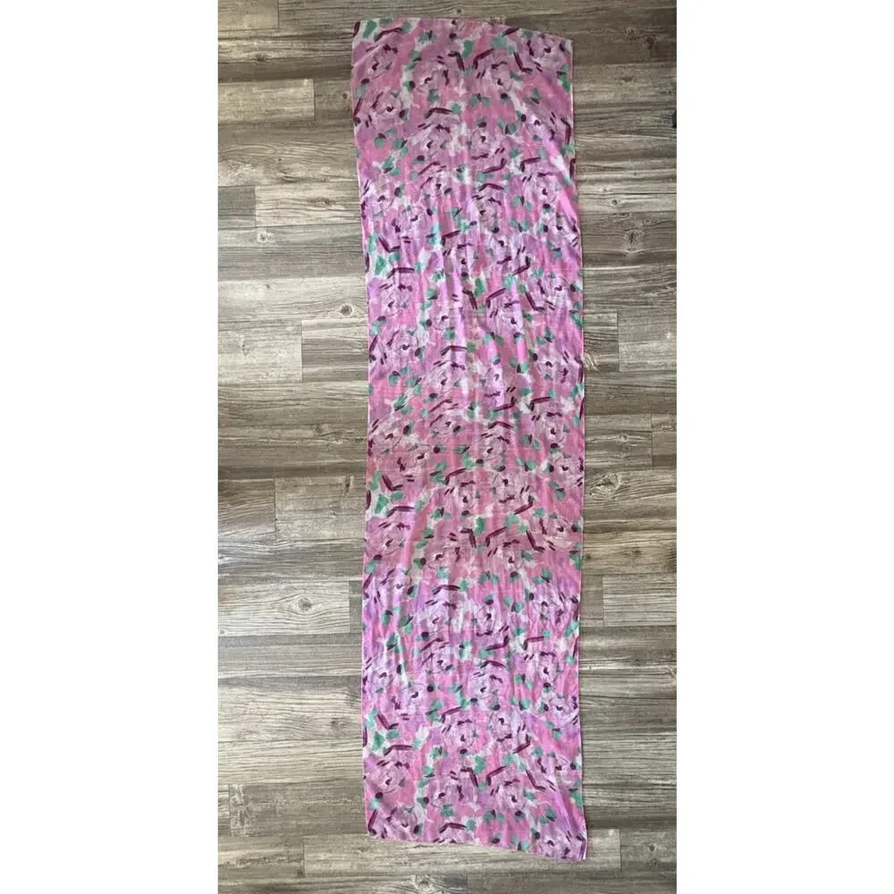 J.Crew Pink Floral Abstract Lightweight Scarf Wrap Women's Silky Soft Headscarf